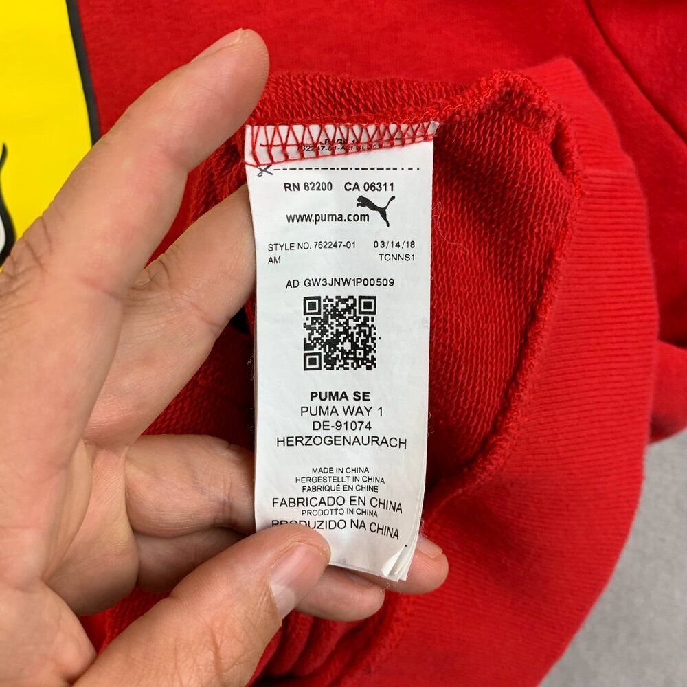 Puma Ferrari Men Sweater 2XL Red Hoodie Long Sleeve Big Logo Luxury Cars Italian - Picture 8 of 11